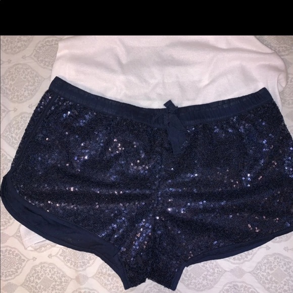 XS-M Victoria’s Secret Sequins Navy Shorts - Picture 2 of 8